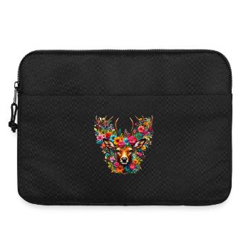 Hirsch mit Blumen geschmückt - Laptoptasche 15" - Schwarz - Vorne