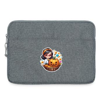 Girls Halloween Pumpkin Basket - Laptop bag 15" - heather grey - Front