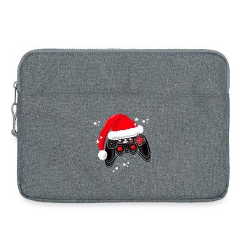 Gaming-Controller mit Weihnachtsmütze - Laptoptasche 15" - Grau meliert - Vorne