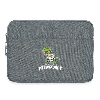 Jitsusaurus Dinosaurier in Jiu-Jitsu-Ausrüstung - Laptoptasche 15" - Grau meliert - Vorne