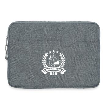 "Doberman Dad" with banner and wreath of wheat - Laptop bag 15" - heather grey - Front