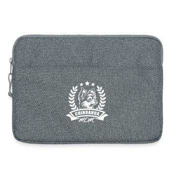 Chihuahua Mom - with banner and wreath of wheat - Laptop bag 15" - heather grey - Front