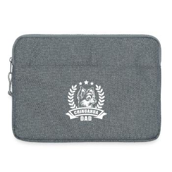 Papa Chihuahua - avec bannière et couronne de blé - Sacoche pour ordinateur portable 15 pouces - gris chiné - Devant