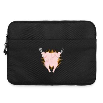 Rohes Hänchen mit Grillbesteck-Lustiges Grillmotiv - Laptoptasche 15" - Schwarz - Vorne