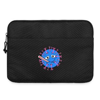 Sick Virus – Cartoon with Clinical Thermometer - Laptop bag 15" - black - Front