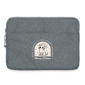 Amoureux des chats, drôle, joyeux vœux de Noël, jeu de mots - Sacoche pour ordinateur portable 15 pouces - gris chiné - Devant