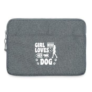 Fille qui aime les chiens - Sacoche pour ordinateur portable 15 pouces - gris chiné - Devant