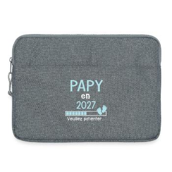 Papy en 2027 Cadeau Futur Papi - Sacoche pour ordinateur portable 15 pouces - gris chiné - Devant