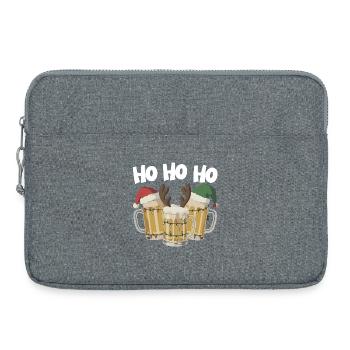 Weihnachtsbier Trio mit Lichtern Ho Ho Ho Bier - Laptoptasche 15" - Grau meliert - Vorne