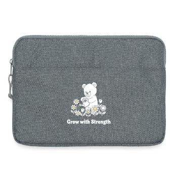 Bär gießt Blumen – Stärke wächst - Laptoptasche 15" - Grau meliert - Vorne