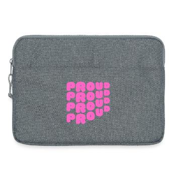Pride / CSD / LGBTQ+ Design "PROUD" - Laptoptasche 15" - Grau meliert - Vorne
