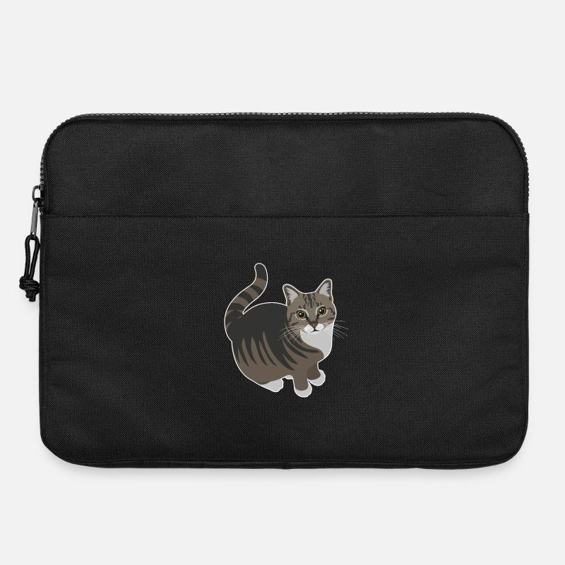 getigerte Katze mit weißen Pfoten - Laptoptasche 15" - Schwarz