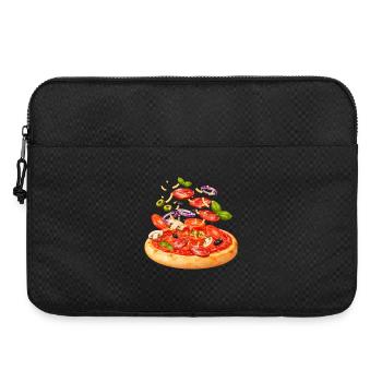 Pizza with salami and vegetables illustration - Laptop bag 15" - black - Front