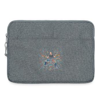 Female Drummer Playing Drum Set Drawing Print - Laptop bag 15" - heather grey - Front