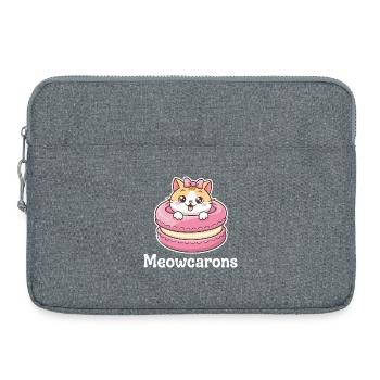 Motif mignons de Miaoucarons avec chat et macaron - Sacoche pour ordinateur portable 15 pouces - gris chiné - Devant