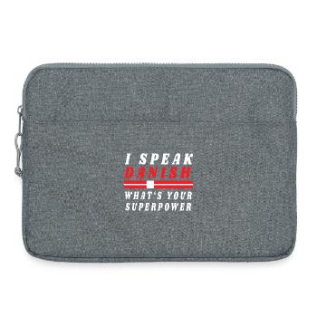 I speak Danish Daenemark Patriot Flag Gift - Laptop bag 15" - heather grey - Front