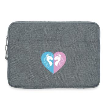Zweiseitiges Einhornherz - Laptoptasche 15" - Grau meliert - Vorne