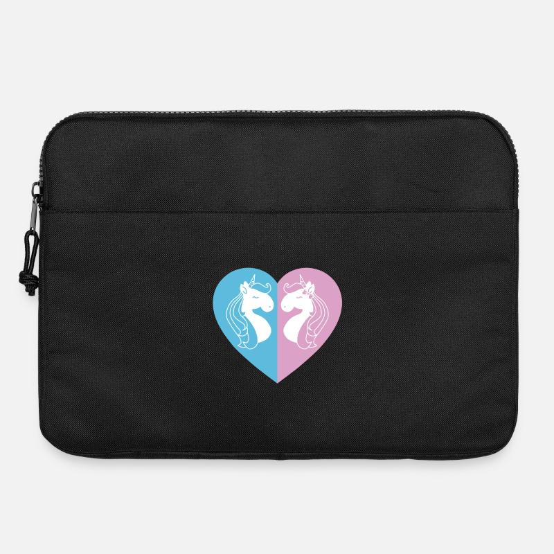 Zweiseitiges Einhornherz - Laptoptasche 15" - Schwarz