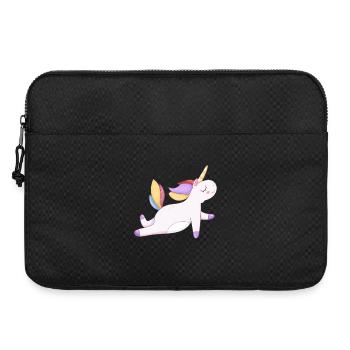 Buntes Einhorn sitzend, Pastellmuster - Laptoptasche 15" - Schwarz - Vorne