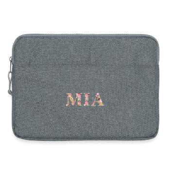 Mia Name First Name Floral Floral Pink Baby Gift - Laptop bag 15" - heather grey - Front