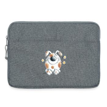 Chien avec la fleur - Sacoche pour ordinateur portable 15 pouces - gris chiné - Devant
