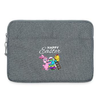 Lapin de pâques heureux lapin de pâques poussin oeuf de poule - Sacoche pour ordinateur portable 15 pouces - gris chiné - Devant