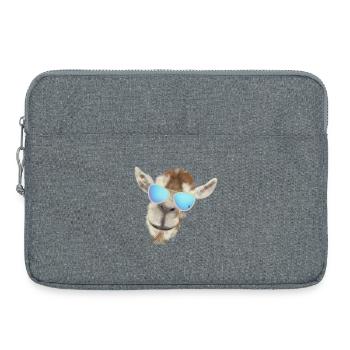 Lässiger Ziegenkopf mit Sonnenbrille - Laptoptasche 15" - Grau meliert - Vorne