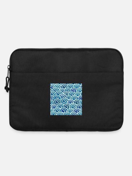 Ausdrucksstarkes Wellenmuster in Blau - Laptoptasche 15" - Schwarz