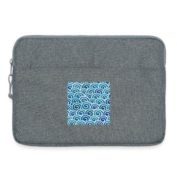 Expressive wave pattern in blue - Laptop bag 15" - heather grey - Front