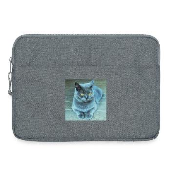 Grau Blau Katze mit Goldenen Augen - Laptoptasche 15" - Grau meliert - Vorne