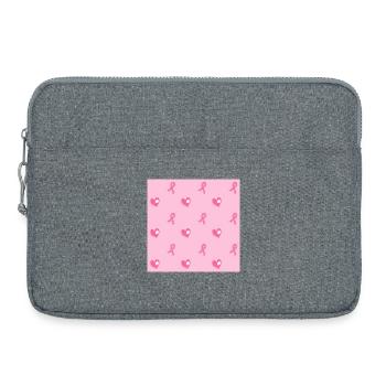 Pink Hearts and Ribbons Pattern - Laptop bag 15" - heather grey - Front