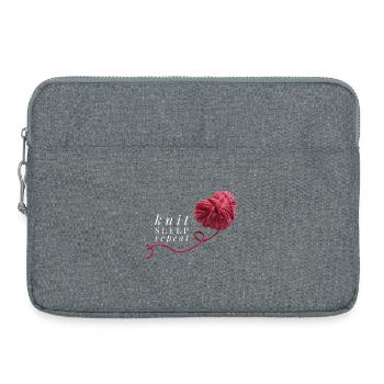 Knit Sleep Repeat rotes Herz Wolle zum Stricken - Laptoptasche 15" - Grau meliert - Vorne