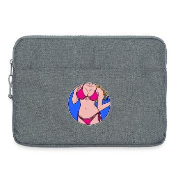 Surfeur fille bikini vacances plage mer été - Sacoche pour ordinateur portable 15 pouces - gris chiné - Devant