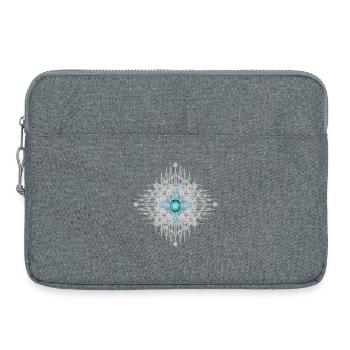 Kunstvolles Ethno Ornament mit leuchtendem Türkis - Laptoptasche 15" - Grau meliert - Vorne