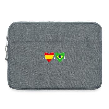 Brazil Spanish Brazilian Flag Gift - Laptop bag 15" - heather grey - Front
