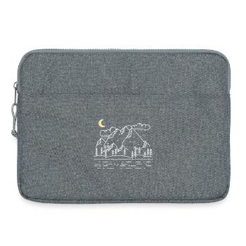Line drawing of a landscape with mountains and wa - Laptop bag 15" - heather grey - Front
