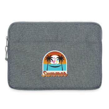 Hängemattenfieber mit Flamingo und Sonnenuntergang - Laptoptasche 15" - Grau meliert - Vorne