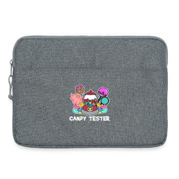 Naschkatzen Spruch Süßigkeiten Bonbon Nachspeise - Laptoptasche 15" - Grau meliert - Vorne