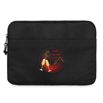 Frohes Neues Jahr Sektgläser Uhr rot gold Ornament - Laptoptasche 15" - Schwarz - Vorne