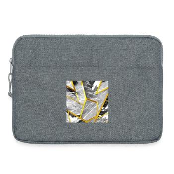 Marmor Schwarz-Weiß Gold Textur - Laptoptasche 15" - Grau meliert - Vorne