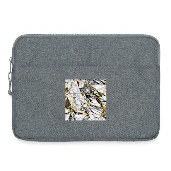 Marmor Schwarz Weiß Gold Textur - Laptoptasche 15" - Grau meliert - Vorne