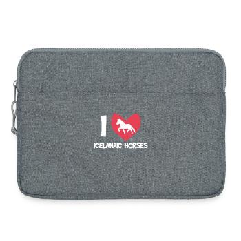 I Love Horses Icelandic Horses Statement Heart - Laptop bag 15" - heather grey - Front