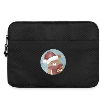 goldiger Bär für Weihnachten mit Weihnachtsmütze - Laptoptasche 15" - Schwarz - Vorne