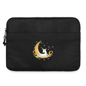 Crescent with imaginative unicorn and stars - Laptop bag 15" - black - Front