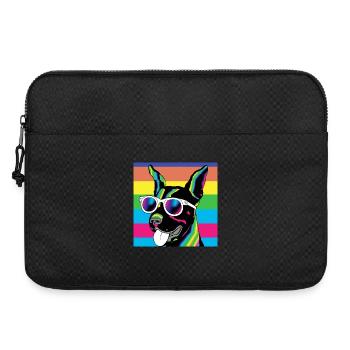 Psychedelic Pup Rainbow Glasses - Laptop bag 15" - black - Front