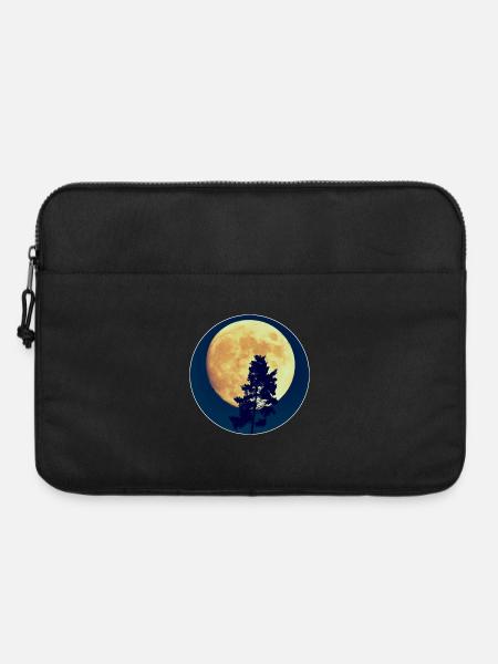 Mondnacht Wald-Silhouette - Laptoptasche 15" - Schwarz