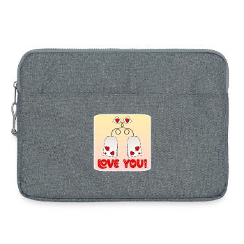 Bonne Saint-Valentin - Thé - LOVE YOU - COUPLE - Sacoche pour ordinateur portable 15 pouces - gris chiné - Devant