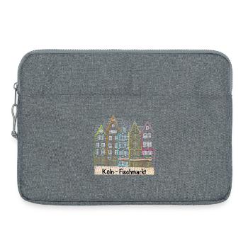 Cologne fish market, Germany, line drawing - Laptop bag 15" - heather grey - Front