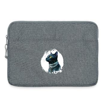 Schwarze Katze Inkl Splash - Laptoptasche 15" - Grau meliert - Vorne