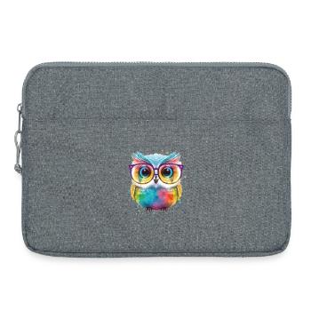 Hibou à lunettes coloré - Sacoche pour ordinateur portable 15 pouces - gris chiné - Devant